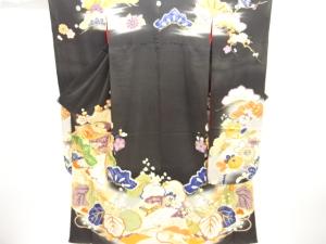 大正ロマン　錦紗桐に松梅模様刺繍五つ紋花嫁衣装振袖・中着セット